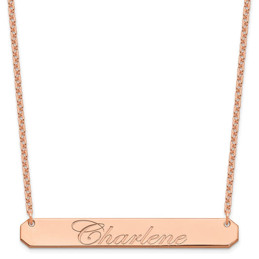 Sterling Silver/Rose-plated Large EDWARDIAN SCRIPT Bar Necklace XNA1225RP