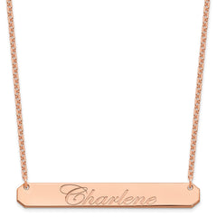 Sterling Silver/Rose-plated Large EDWARDIAN SCRIPT Bar Necklace XNA1225RP