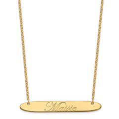 SS/Gold-plated Large Oblong EDEARDIAN SCRIPT Bar Necklace XNA1226GP