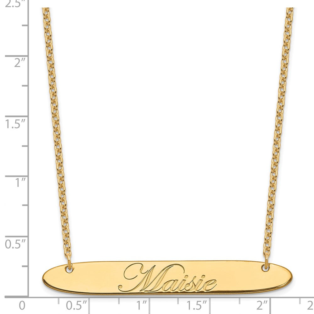 SS/Gold-plated Large Oblong EDEARDIAN SCRIPT Bar Necklace XNA1226GP