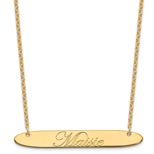 SS/Gold-plated Large Oblong EDEARDIAN SCRIPT Bar Necklace XNA1226GP