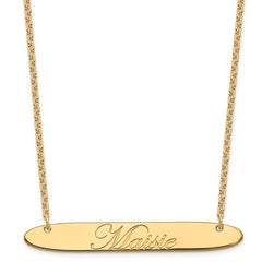 SS/Gold-plated Large Oblong EDEARDIAN SCRIPT Bar Necklace XNA1226GP