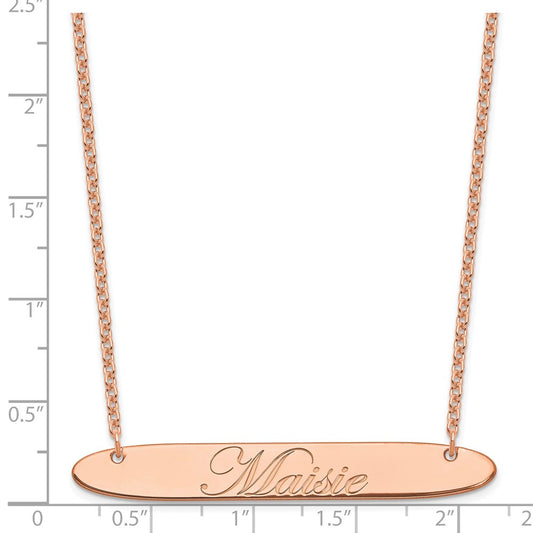 SS/Rose-plated Large Oblong EDWARDIAN SCRIPT Bar Necklace XNA1226RP