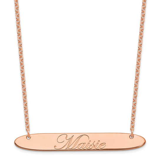 SS/Rose-plated Large Oblong EDWARDIAN SCRIPT Bar Necklace XNA1226RP
