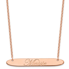 SS/Rose-plated Large Oblong EDWARDIAN SCRIPT Bar Necklace XNA1226RP