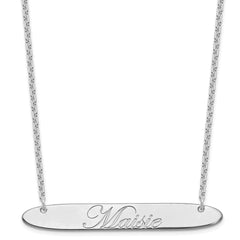 SS/Rhodium-plated Large Oblong EDWARDIAN SCRIPT Bar Necklace XNA1226SS