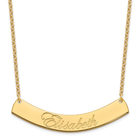SS/Gold-plated Large EDWARDIAN SCRIPT Curved Bar Necklace XNA1227GP