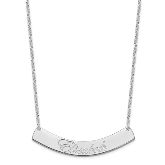 SS/Rhodium-plated Large EDWARDIAN SCRIPT Curved Bar Necklace XNA1227SS