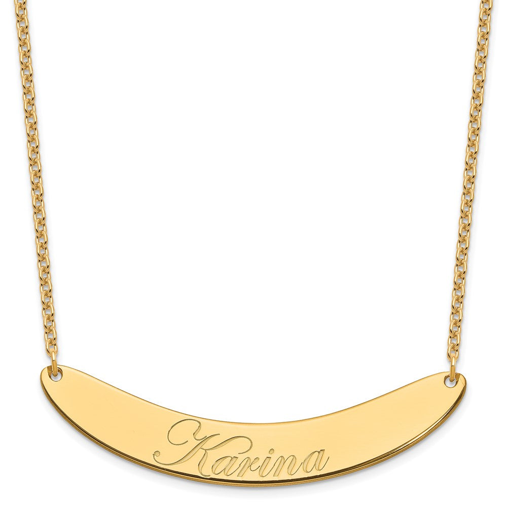 SS/Gold-plated Large EDWARDIAN SCRIPT Curved Bar Necklace XNA1228GP