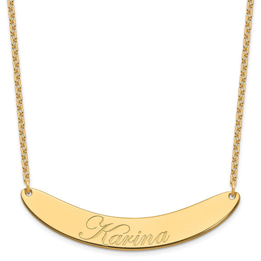 SS/Gold-plated Large EDWARDIAN SCRIPT Curved Bar Necklace XNA1228GP