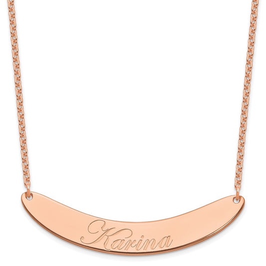 SS/Rose-plated Large EDWARDIAN SCRIPT Curved Bar Necklace XNA1228RP