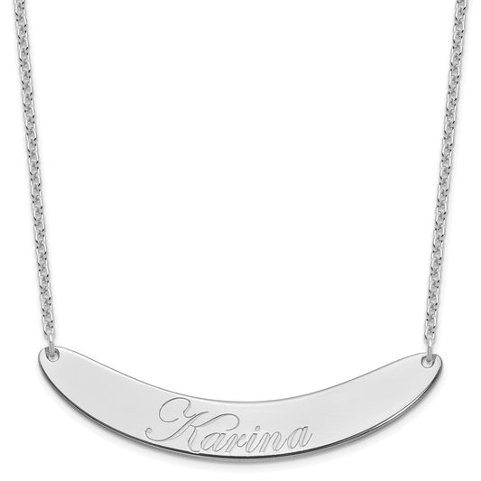 SS/Rhod-plated Large EDWARDIAN SCRIPT Curved Bar Necklace XNA1228SS