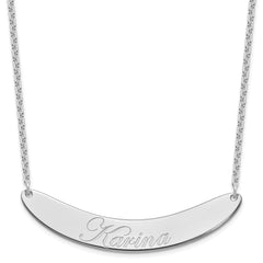 SS/Rhod-plated Large EDWARDIAN SCRIPT Curved Bar Necklace XNA1228SS