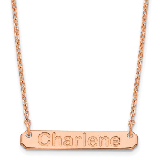 Sterling Silver/Rose-plated Small ARIAL ROUNDED Bar Necklace XNA1232RP