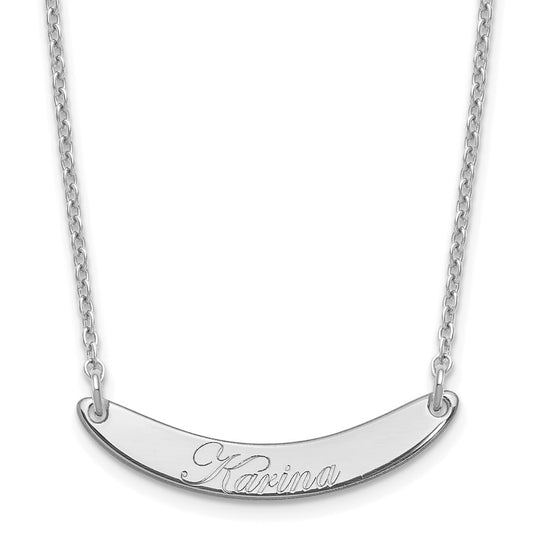SS/Rhod-plated Small EDWARDIAN SCRIPT Curved Bar Necklace XNA1235SS