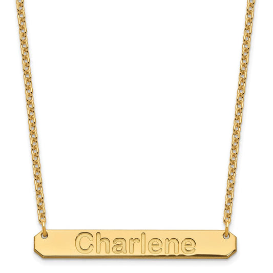 Sterling Silver/Gold-plated Medium ARIAL ROUNDED Bar Necklace XNA1237GP