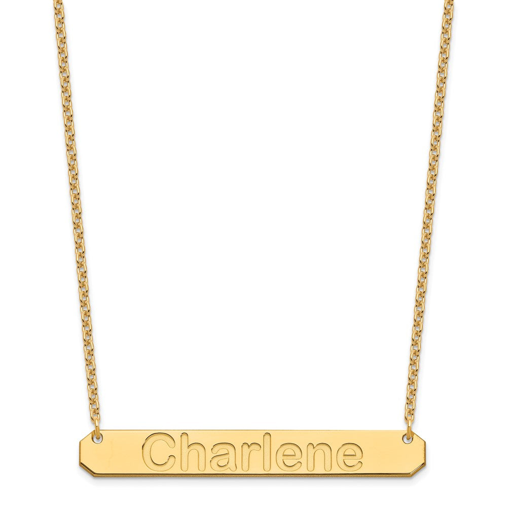 Sterling Silver/Gold-plated Large ARIAL ROUNDED Bar Necklace XNA1242GP