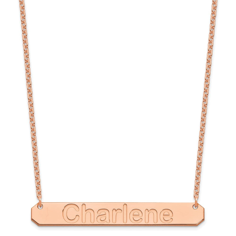 Sterling Silver/Rose-plated Large ARIAL ROUNDED Bar Necklace XNA1242RP