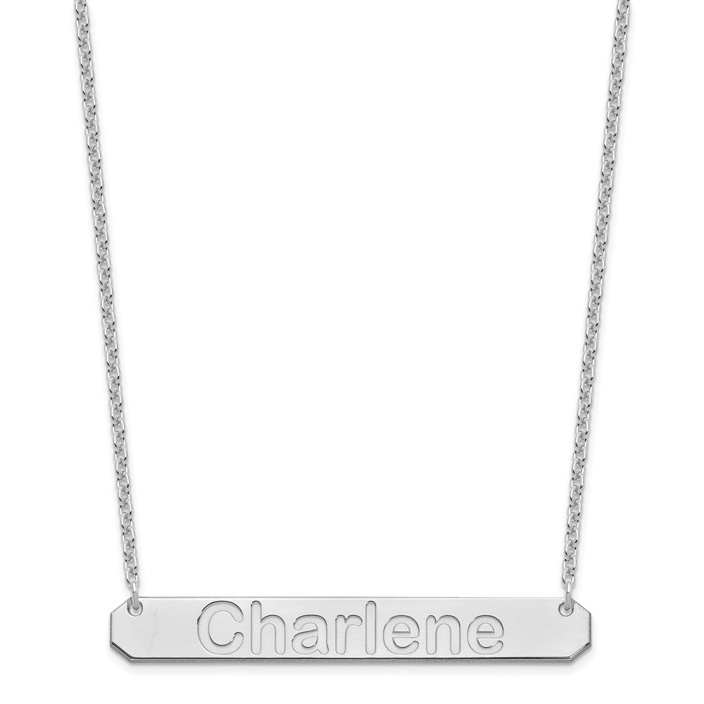 Sterling Silver/Rhodium-plated Large ARIAL ROUNDED Bar Necklace XNA1242SS