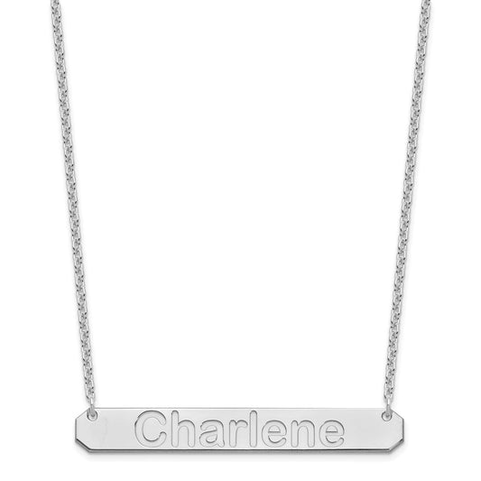 Sterling Silver/Rhodium-plated Large ARIAL ROUNDED Bar Necklace XNA1242SS