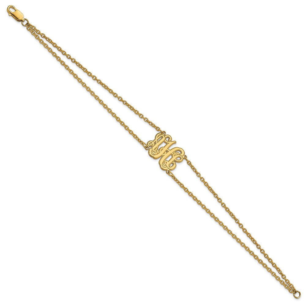 SS/Gold-plated Double Chain Etched Monogram Bracelet XNA1264GP