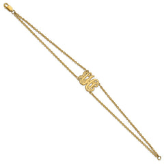 SS/Gold-plated Double Chain Etched Monogram Bracelet XNA1264GP