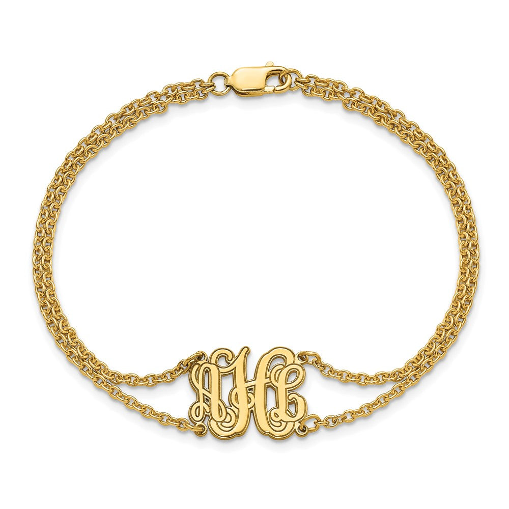 SS/Gold-plated Double Chain Etched Monogram Bracelet XNA1264GP