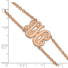 SS/Rose-plated Double Chain Etched Monogram Bracelet XNA1264RP
