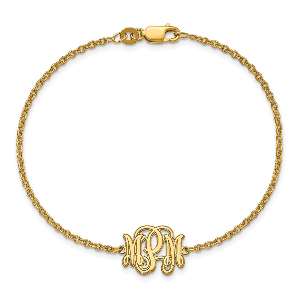 Sterling Silver/Gold-plated Etched Monogram Bracelet XNA1266GP