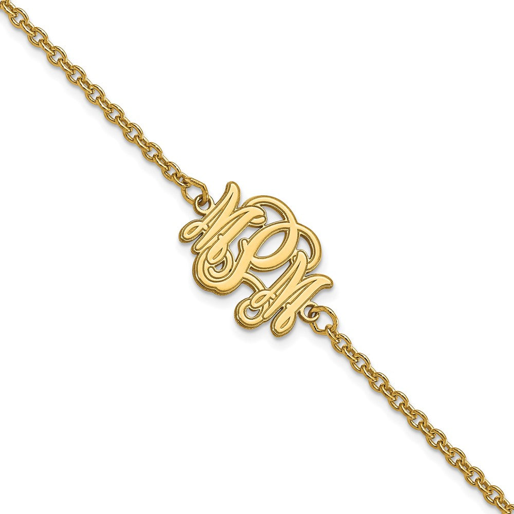 Sterling Silver/Gold-plated Etched Monogram Bracelet XNA1266GP