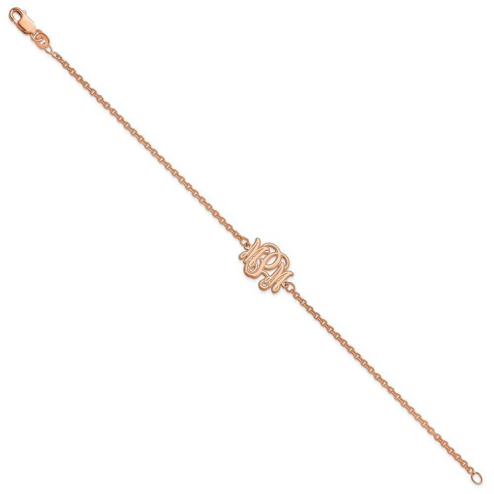 Sterling Silver/Rose-plated Etched Monogram Bracelet XNA1266RP