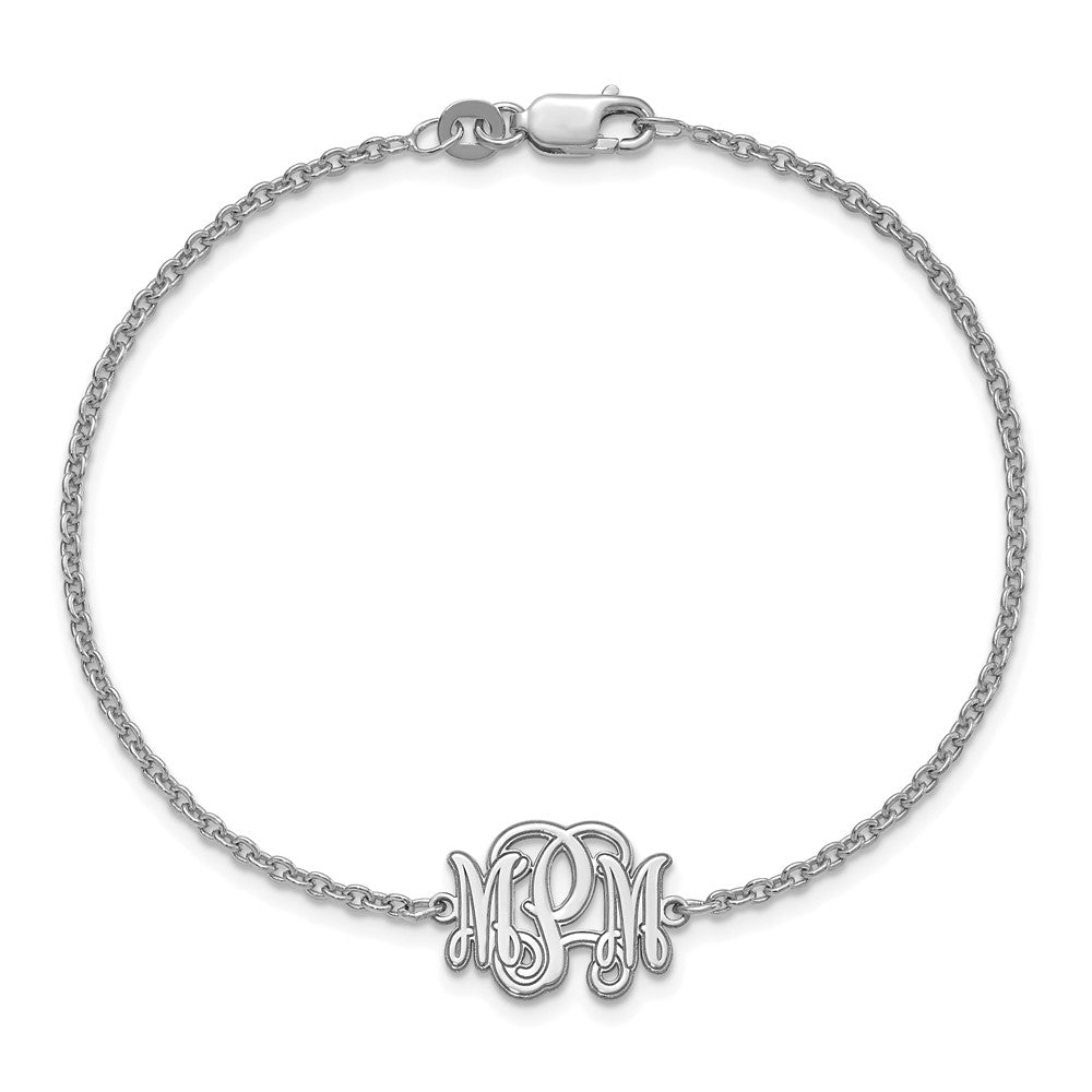 Sterling Silver/Rhodium-plated Etched Monogram Bracelet XNA1266SS