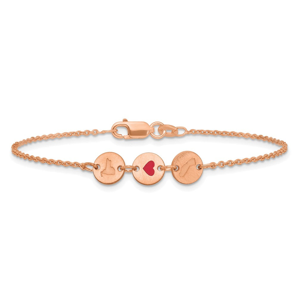 Sterling Silver/Rose Gold-Plated State Heart State Disc Bracelet XNA1524RP