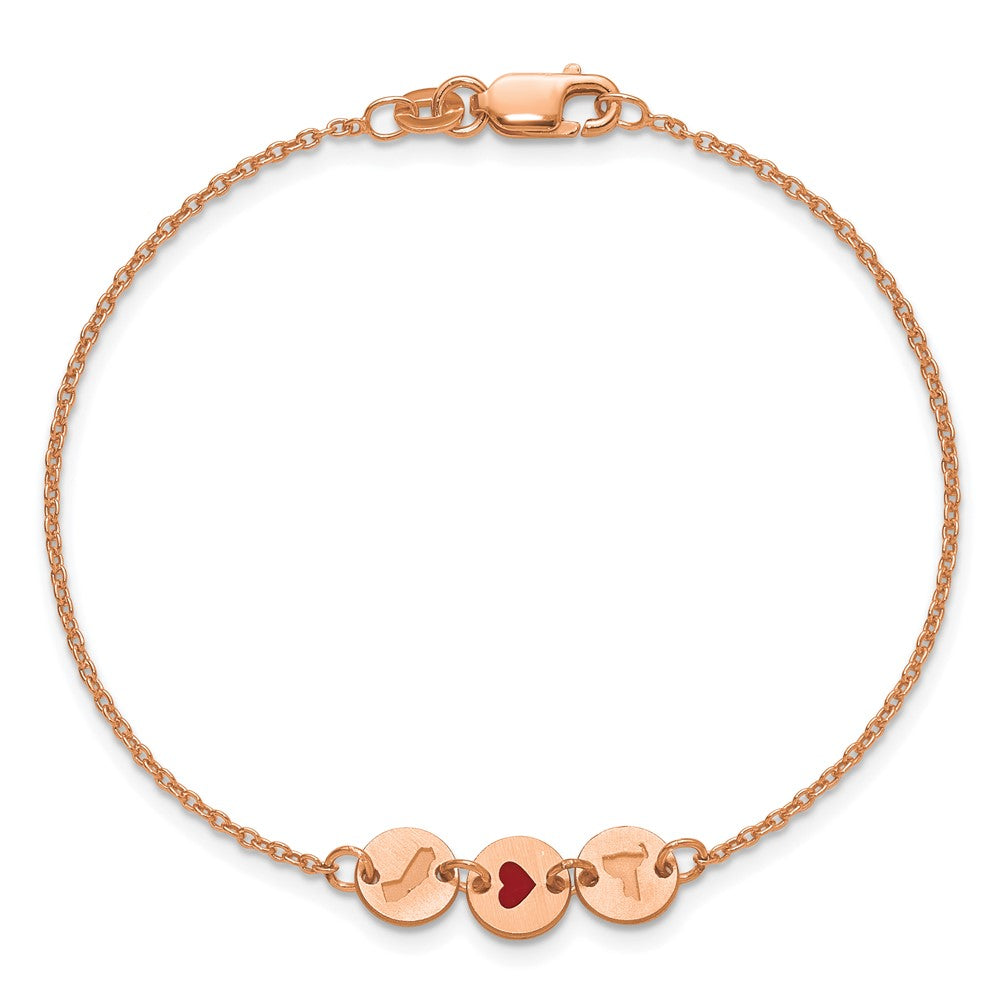 Sterling Silver/Rose Gold-Plated State Heart State Disc Bracelet XNA1524RP