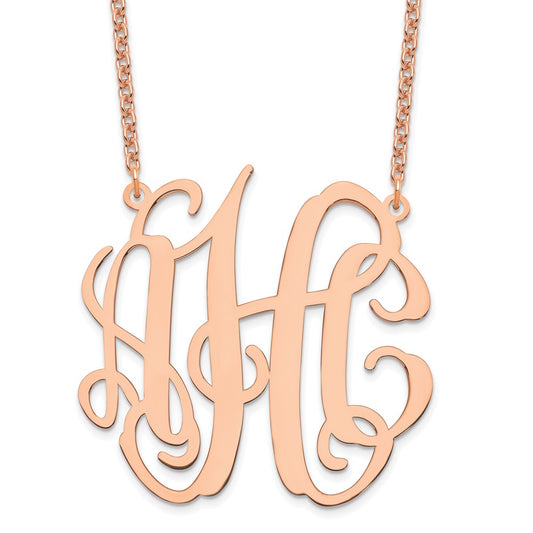 Sterling Silver/Rose-plated Large Monogram Necklace XNA549RP