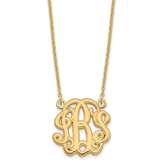 Sterling Silver/Gold-plated Etched Monogram Necklace XNA552GP