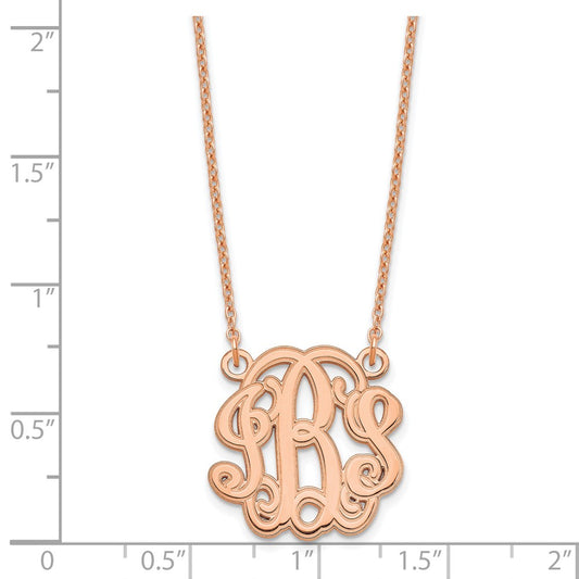 Sterling Silver/Rose-plated Etched Monogram Necklace XNA552RP