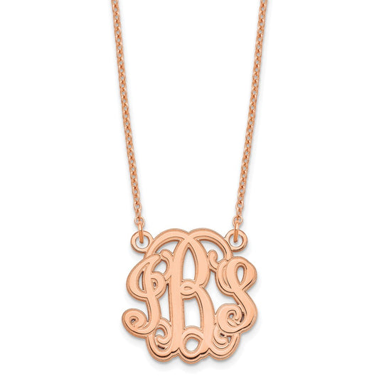 Sterling Silver/Rose-plated Etched Monogram Necklace XNA552RP