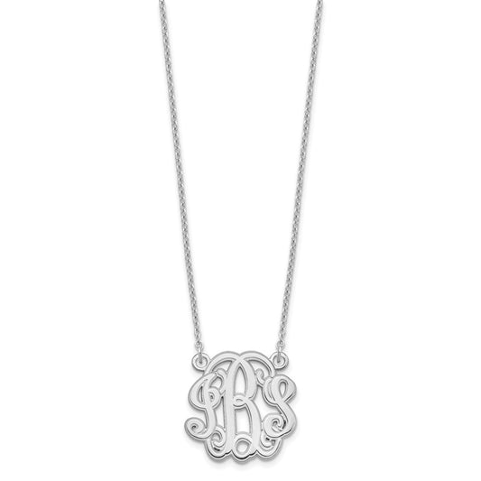 Sterling Silver/Rhodium-plated Etched Monogram Necklace XNA552SS