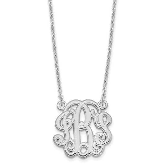 Sterling Silver/Rhodium-plated Etched Monogram Necklace XNA552SS