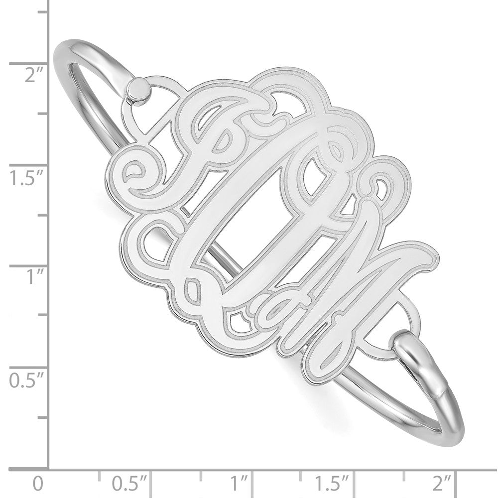 SS/Rhodium-plated Etched Monogram with Sterling Silver Bangle XNA558SS
