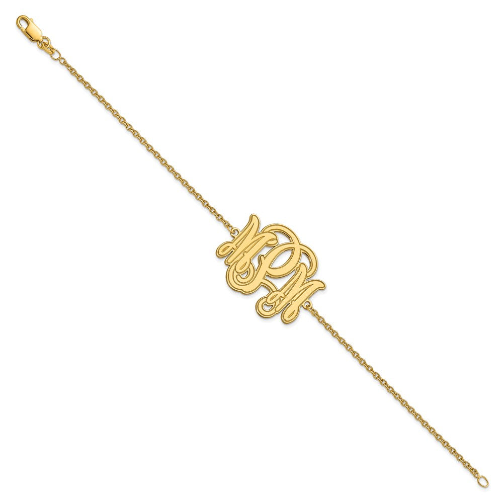 Sterling Silver/Gold-plated Etched Monogram Bracelet XNA562GP