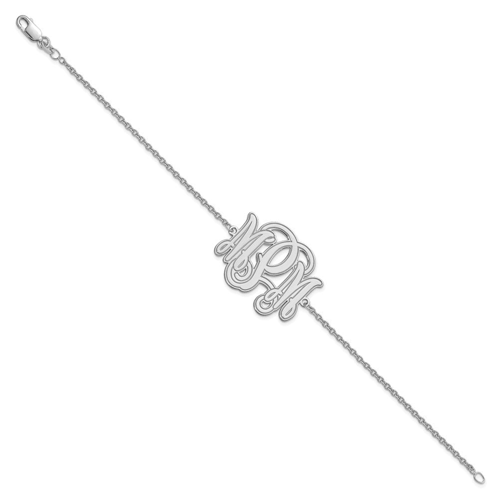 Sterling Silver/Rhodium-plated Etched Monogram Bracelet XNA562SS