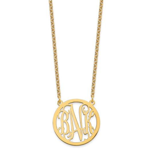 Sterling Silver/Gold-plated Round Monogram Necklace XNA563GP