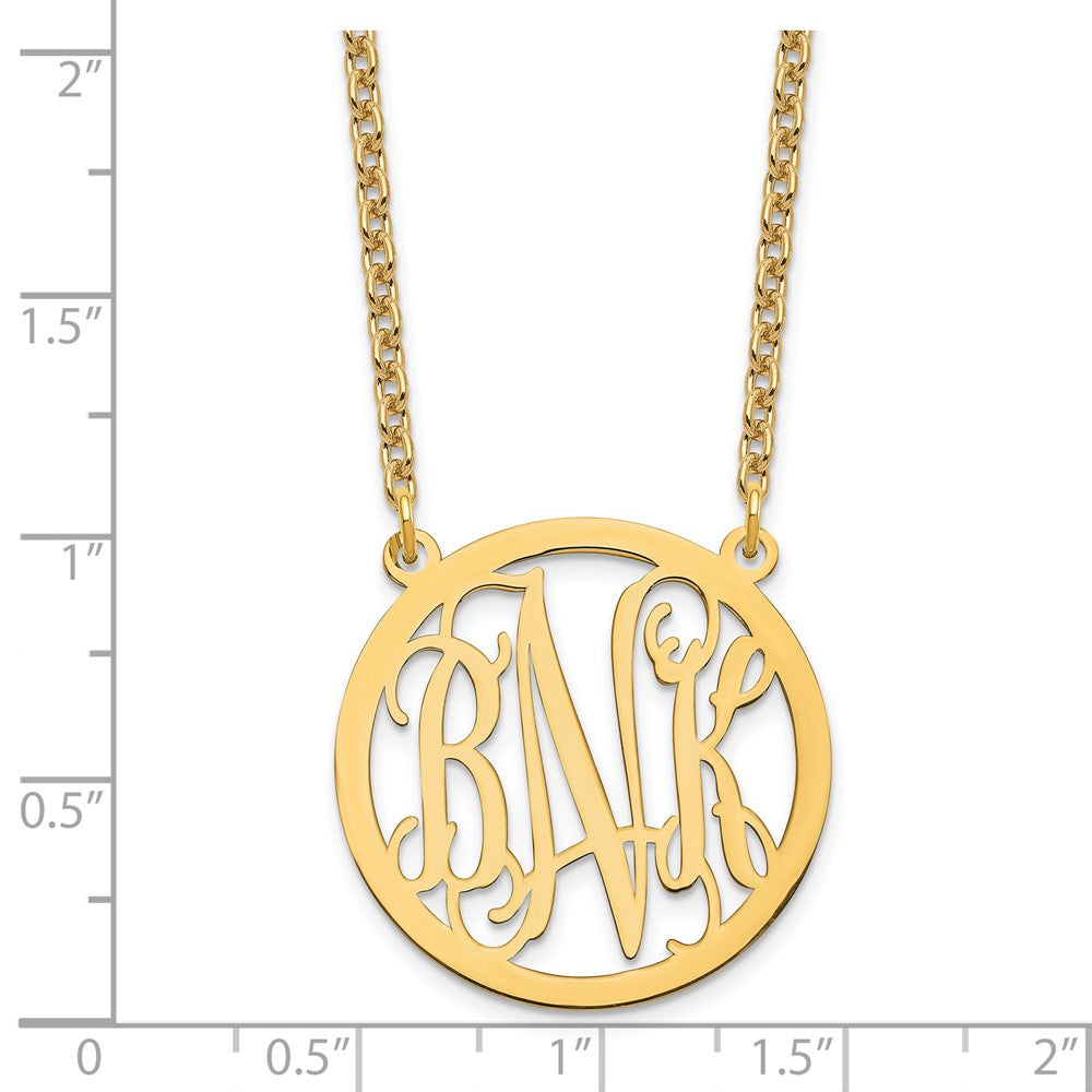 Sterling Silver/Gold-plated Round Monogram Necklace XNA563GP