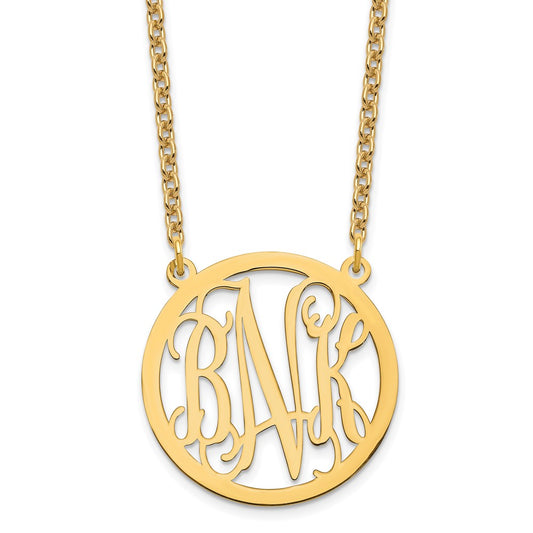 Sterling Silver/Gold-plated Round Monogram Necklace XNA563GP
