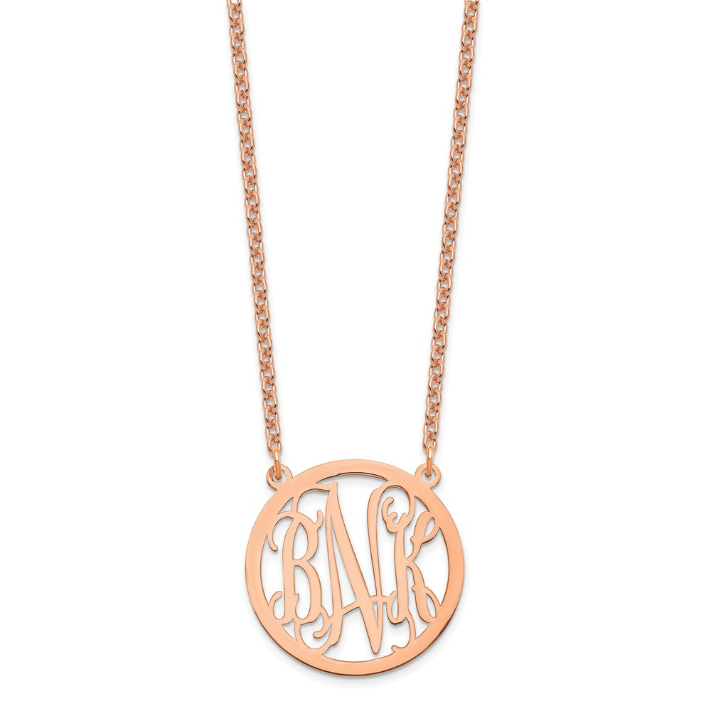 Sterling Silver/Rose-plated Round Monogram Necklace XNA563RP