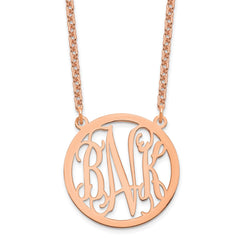 Sterling Silver/Rose-plated Round Monogram Necklace XNA563RP