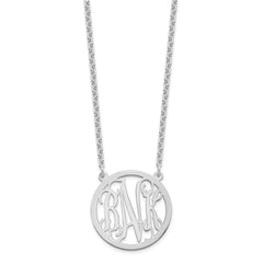 Sterling Silver/Rhodium-plated Round Monogram Necklace XNA563SS