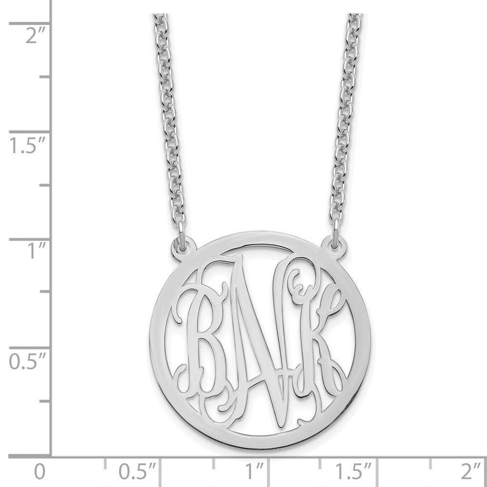 Sterling Silver/Rhodium-plated Round Monogram Necklace XNA563SS